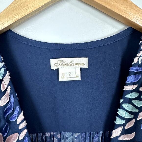 Shoshanna Tiered Embroidered Zanita Multicolor Long Sleeve Midi Dress Size 2 - Picture 5 of 16